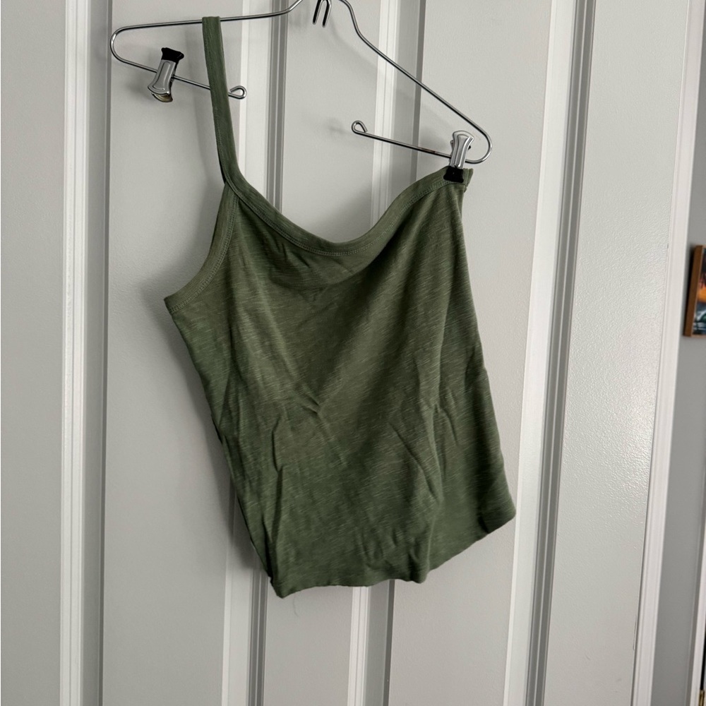 Free People Green One Shoulder Tank Top Size Small Boho Festival